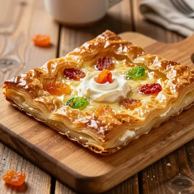 Пирог слоёный со сливочным сыром и цукатами
