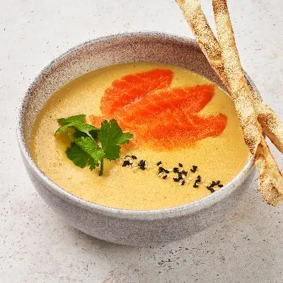 Сливочный крем-суп с форелью от Шефа